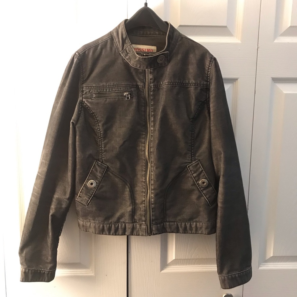 Black corduroy moto jacket